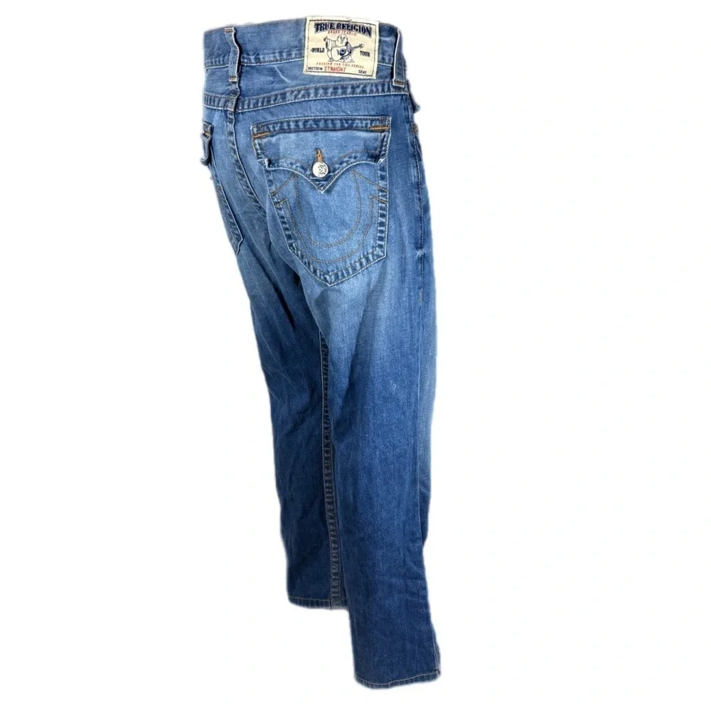 True Religion | Deer Hallow Denim Orange Stitch Straight Leg Jeans